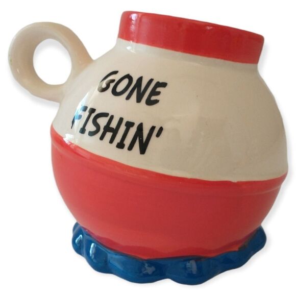 Fishing Lure Bobber Ceramic Mug Bigmouth Inc Gone Fishing Cup Tea Coffee 20oz - Picture 8 of 16